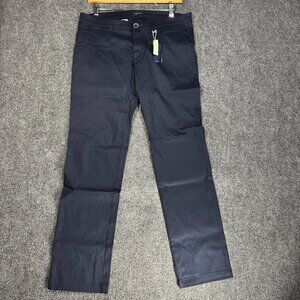 Tailor Store Pants Mens 36  Blue Cotton Stretch Chino Pockets Straight Leg NEW